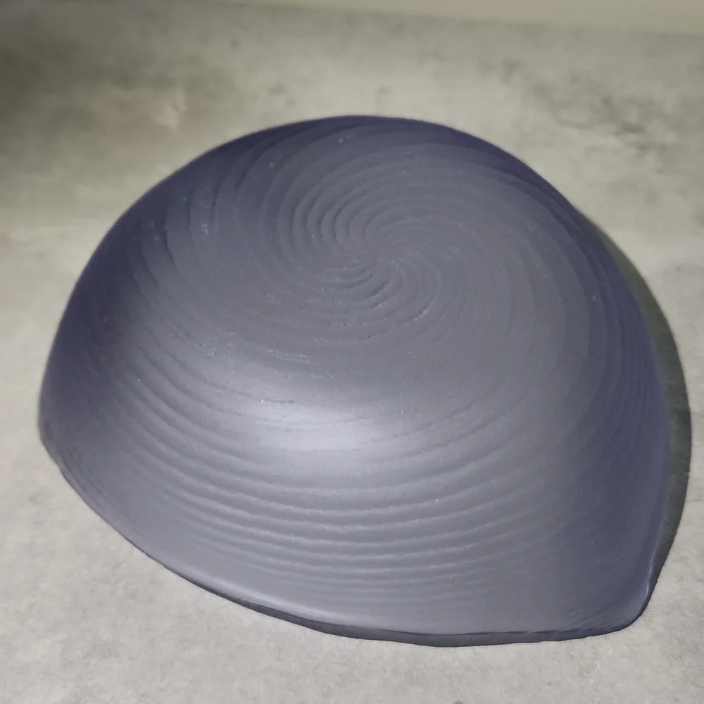 Vintage Laslo For Mikasa Japan Bluish Glass Dish Swirl Ridged Frosted Exterior